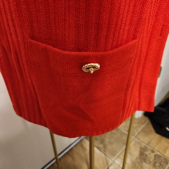 St John collection Red Knit Cardigan long sleeve/button down/ SIZE 12 OFFER - Picture 3 of 9